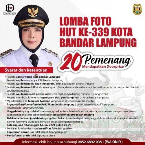 Lomba Foto HUT ke-339 Kota Bandar Lampung, Pendaftaran GRATIS